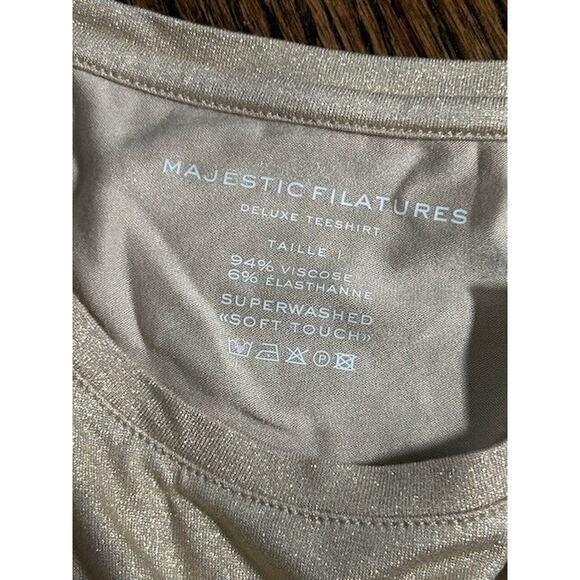 Majestic Filatures Deluxe Tee Shirt Short Sleeve Metallic Golden Sand Sz 1/XS - Picture 5 of 7